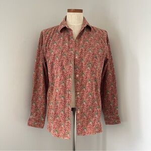90’s Vintage Lauren RL Rose print corduroy button down shirt Medium preowned